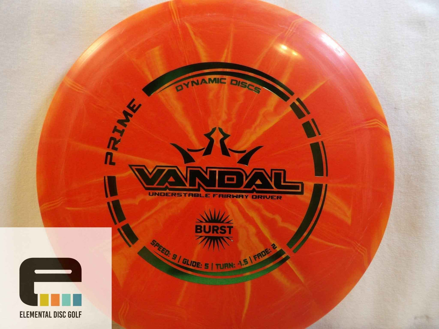 Dynamic Discs Prime Burst Vandal (9/5/-1.5/2) - Elemental Disc Golf