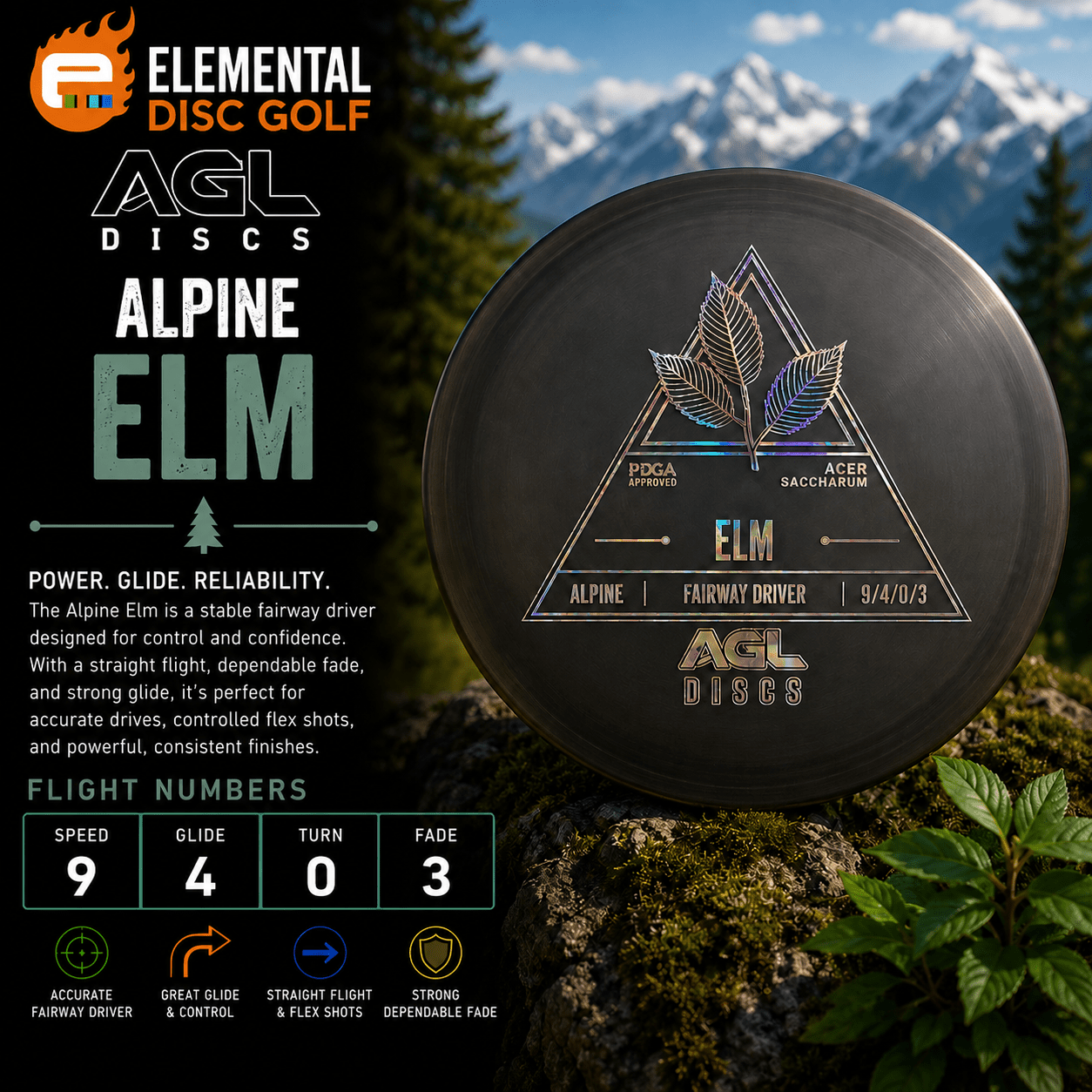 AGL Alpine Elm (9/4/0/3) - Elemental Disc Golf