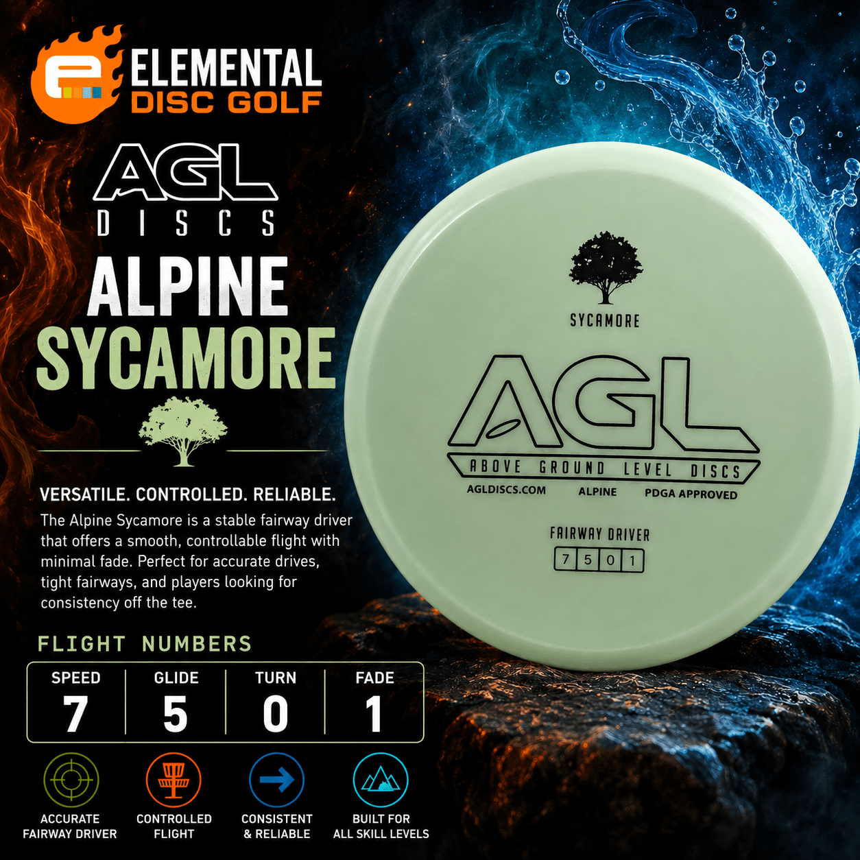 AGL Alpine Sycamore ( 7 / 5 / 0 / 1 ) - Elemental Disc Golf
