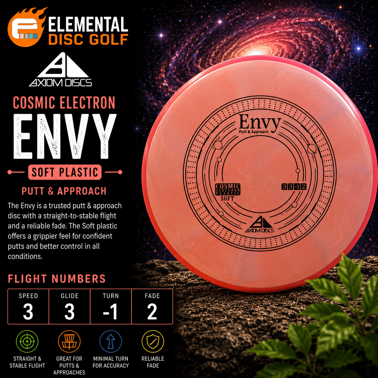 Axiom Cosmic Electron Soft Envy (3/3/-1/2) - Elemental Disc Golf