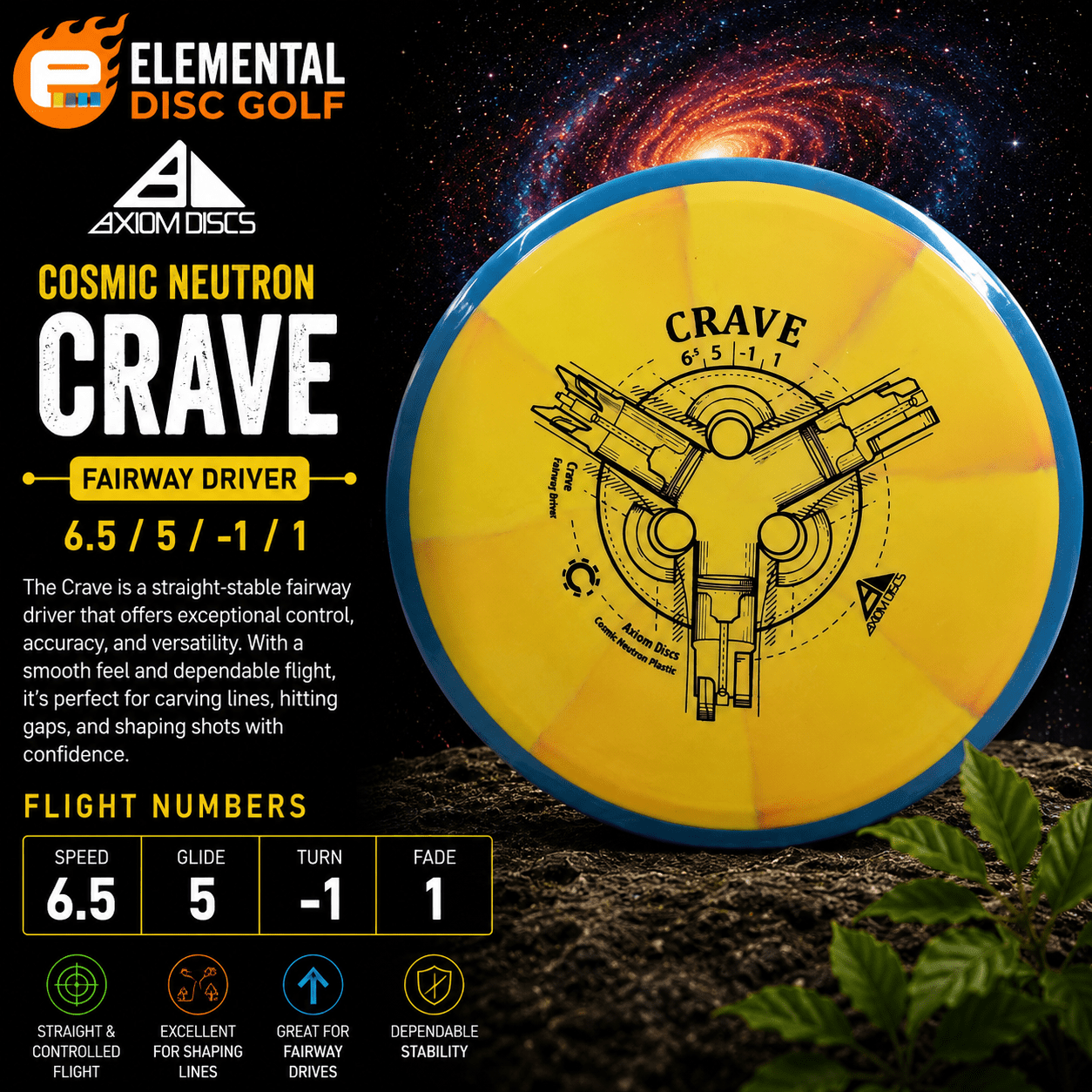 Axiom Cosmic Neutron Crave (6.5/5/-1/1) - Elemental Disc Golf