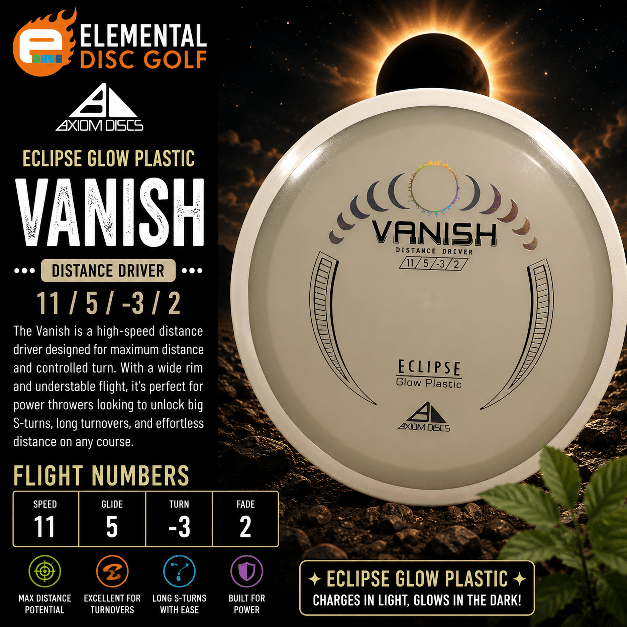 Axiom Eclipse Vanish (11/5/-3/2) - Elemental Disc Golf