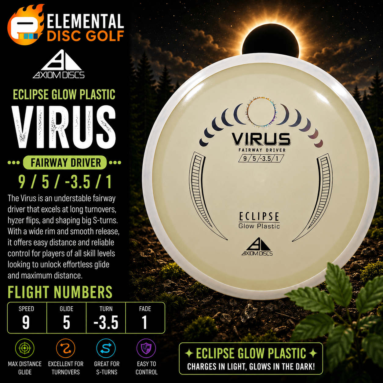 Axiom Eclipse Virus (9/5/-3.5/1) - Elemental Disc Golf