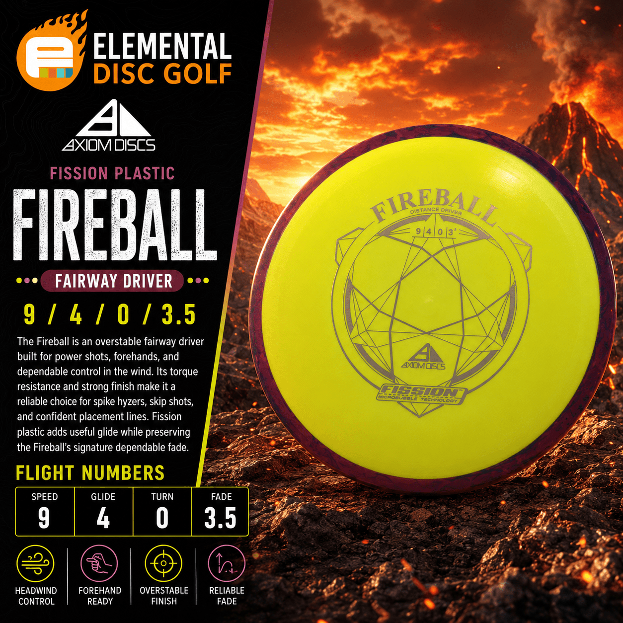 Axiom Fission Fireball (9/4/0/3.5) - Elemental Disc Golf