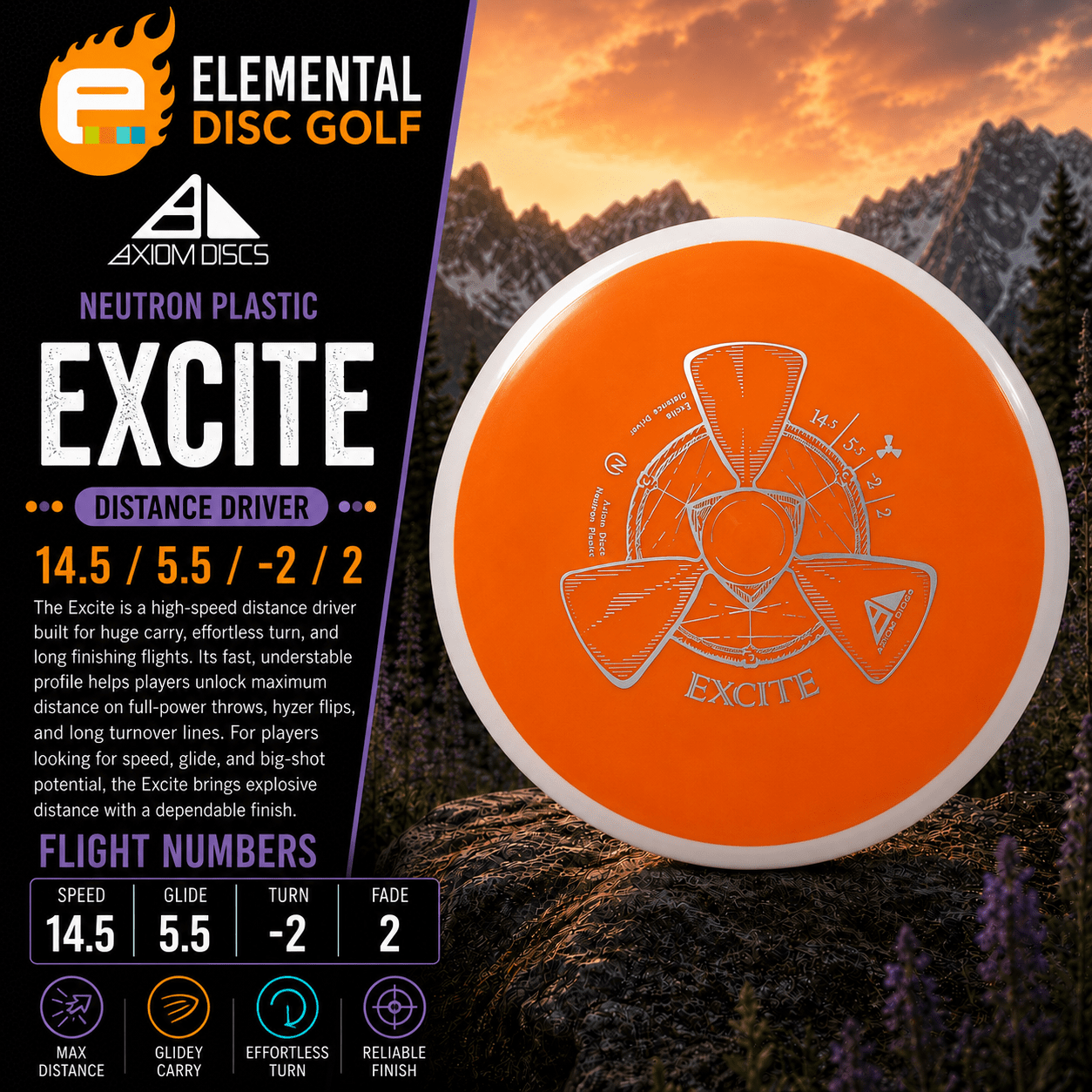 Axiom Neutron Excite (14.5/5.5/-2/2) - Elemental Disc Golf