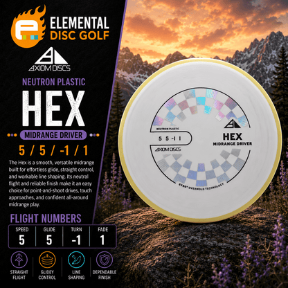 Axiom Neutron Hex ( 5 / 5 / -1 / 1 ) - Elemental Disc Golf