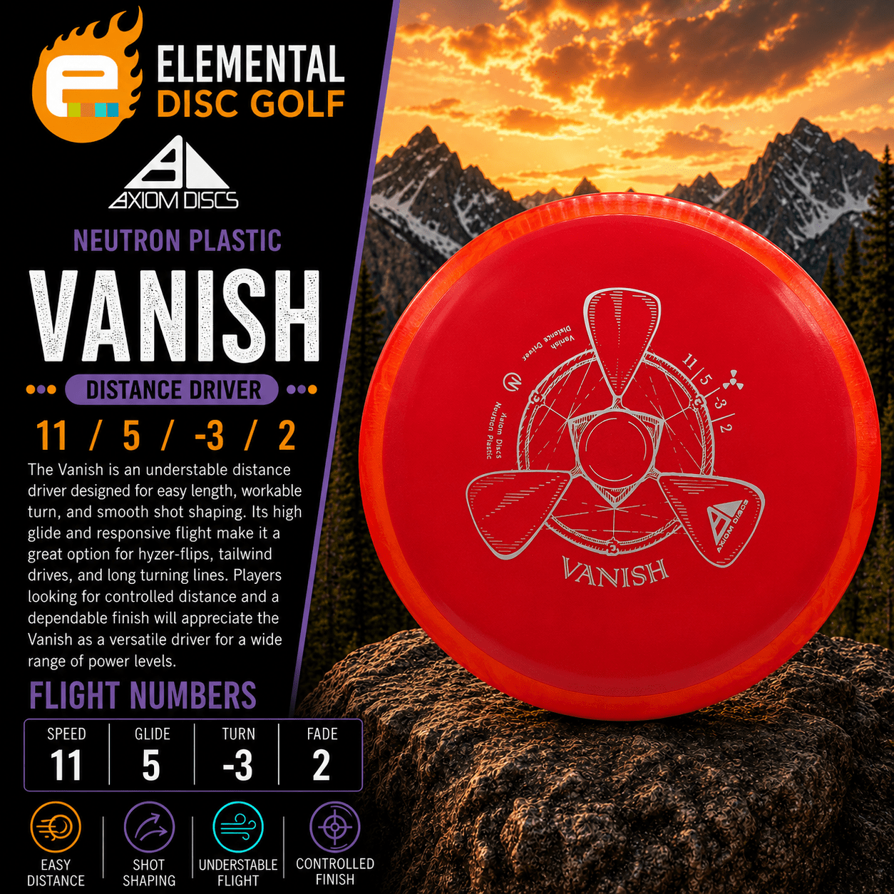 Axiom Neutron Vanish (11/5/-3/2) - Elemental Disc Golf