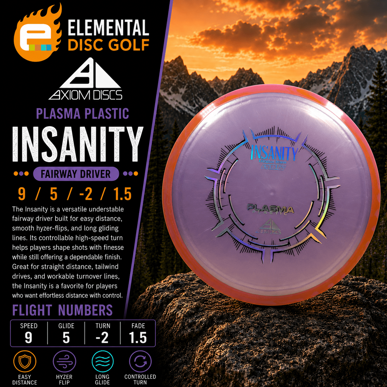 Axiom Plasma Insanity (9/5/-2/1.5) - Elemental Disc Golf