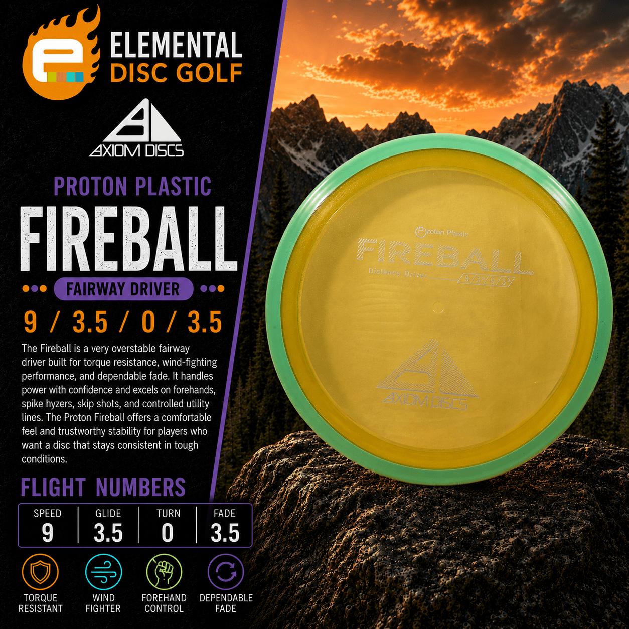 Axiom Proton Fireball (9/3.5/0/3.5) - Elemental Disc Golf