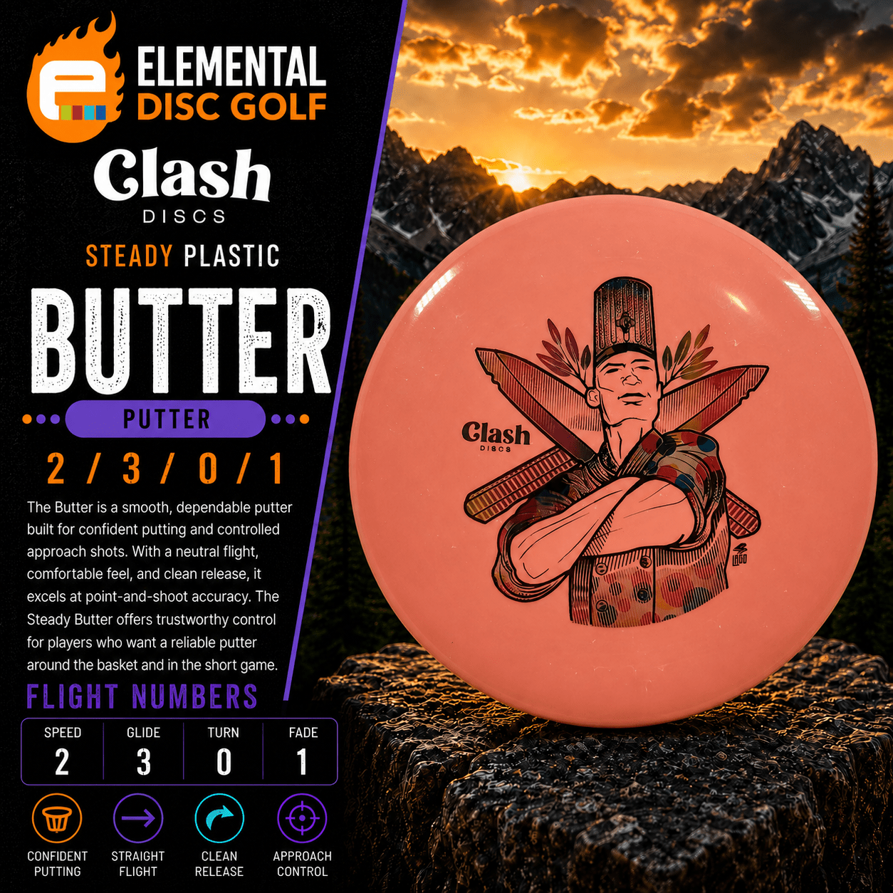 Clash Discs Steady Butter (2/3/0/1) - Elemental Disc Golf