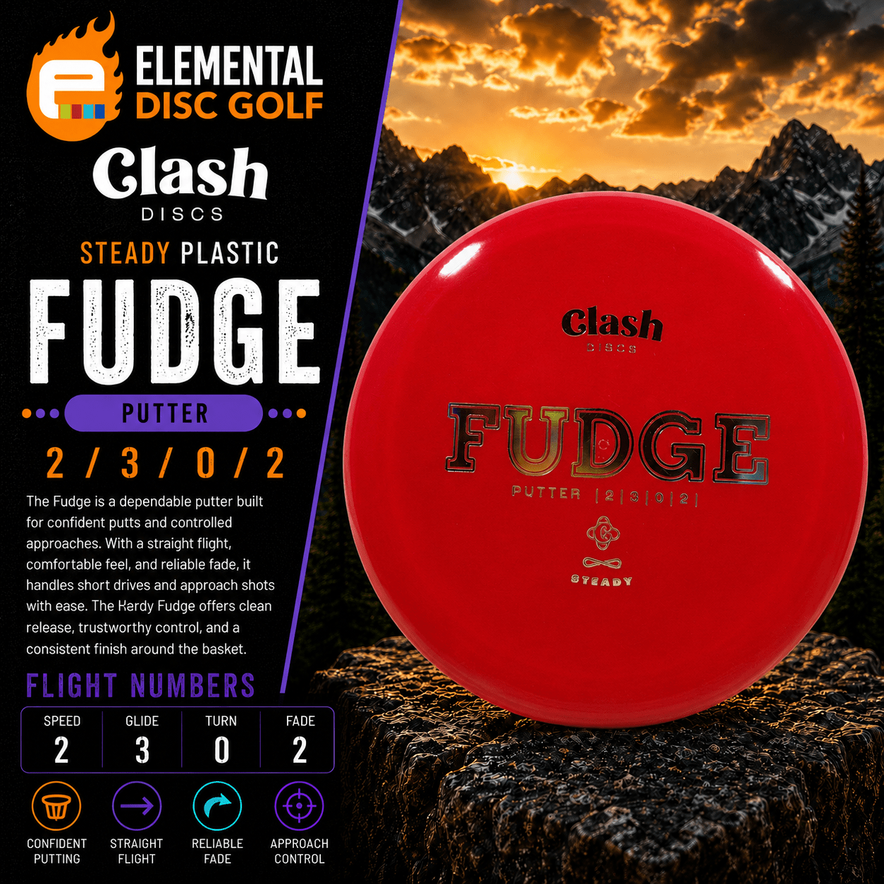 Clash Discs Steady Fudge (2/3/0/2) - Elemental Disc Golf