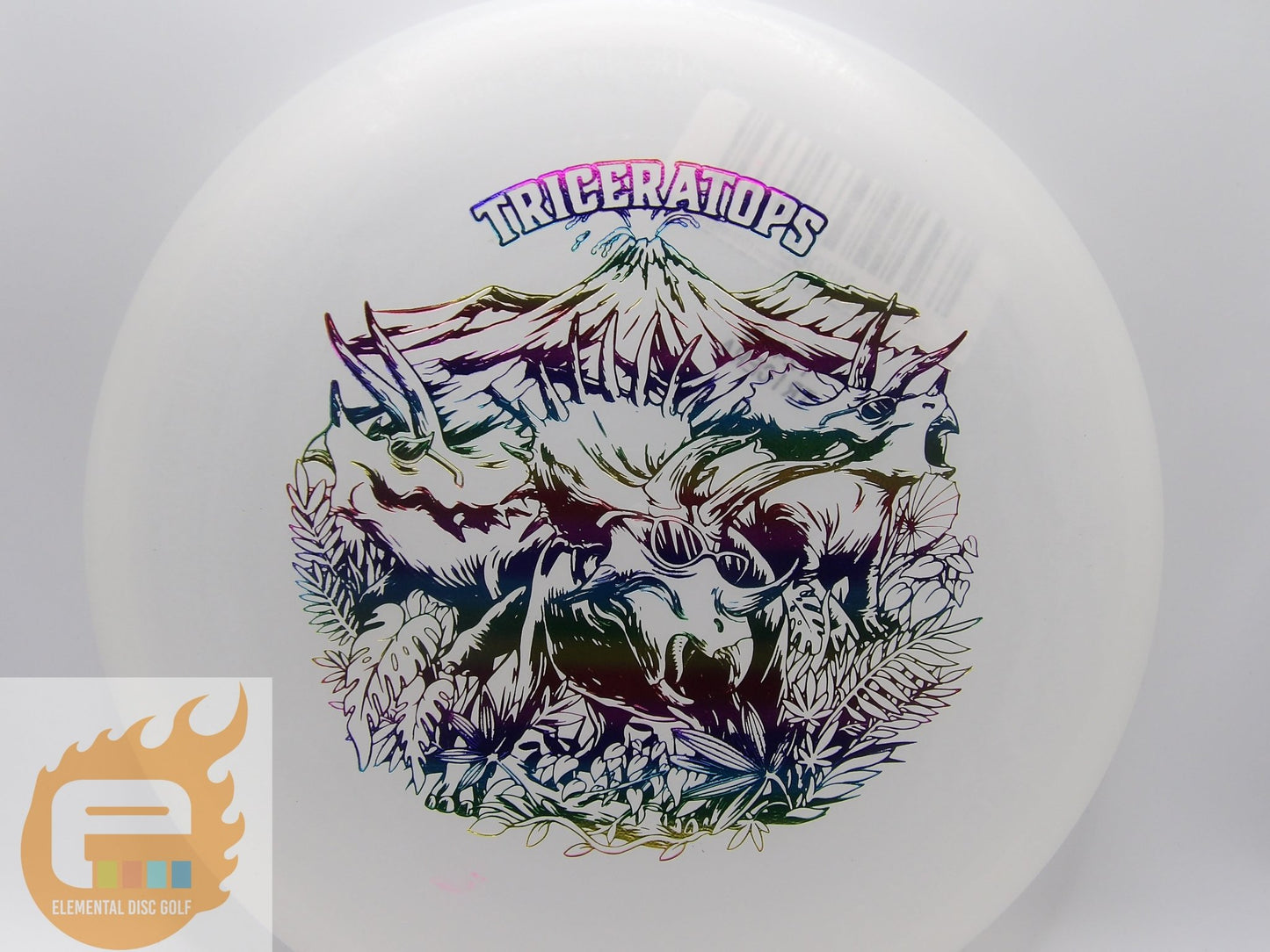 Dino Discs Egg Shell Glow Triceratops (3/3/-3/1) - Elemental Disc Golf