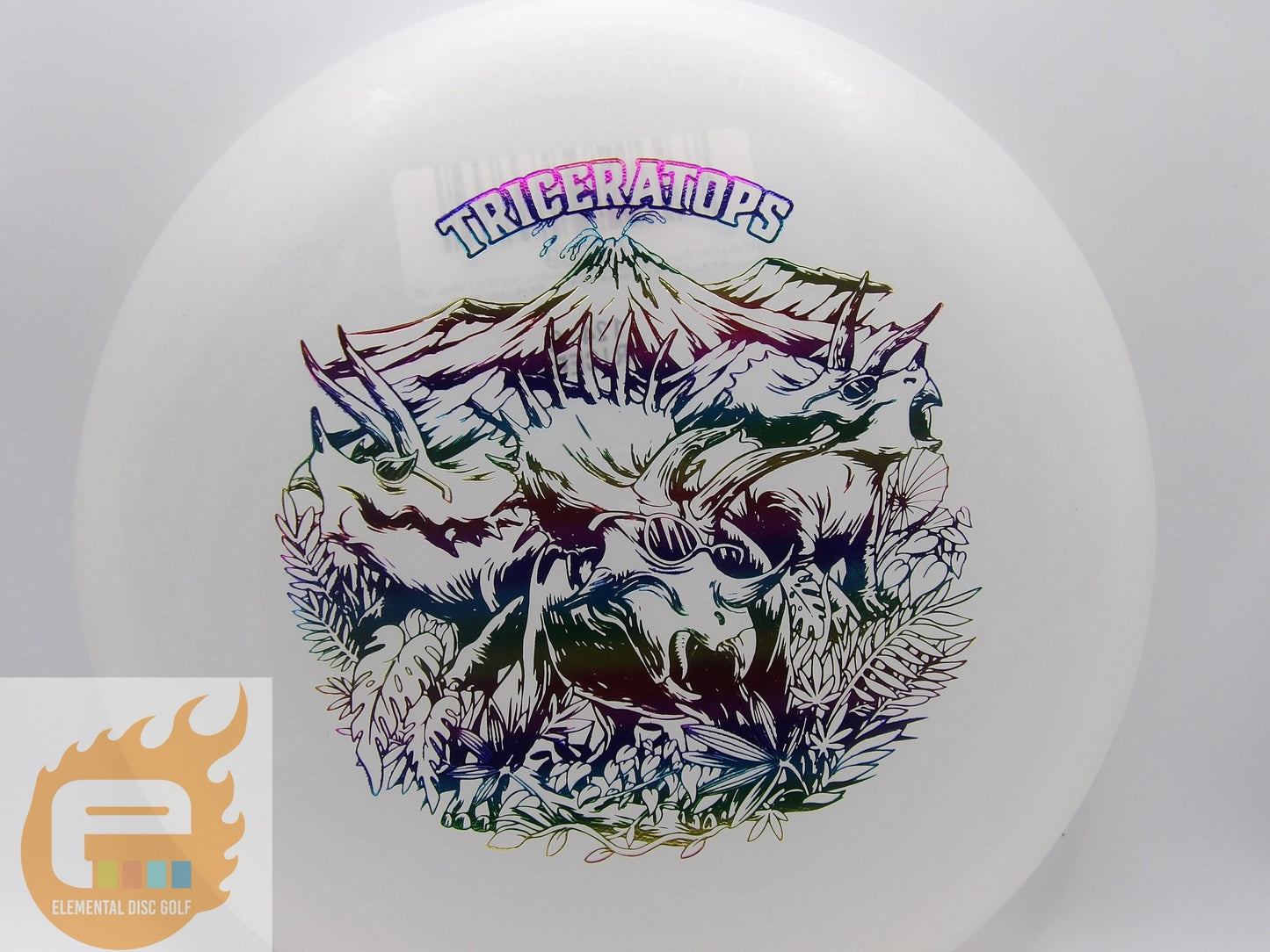 Dino Discs Egg Shell Glow Triceratops (3/3/-3/1) - Elemental Disc Golf