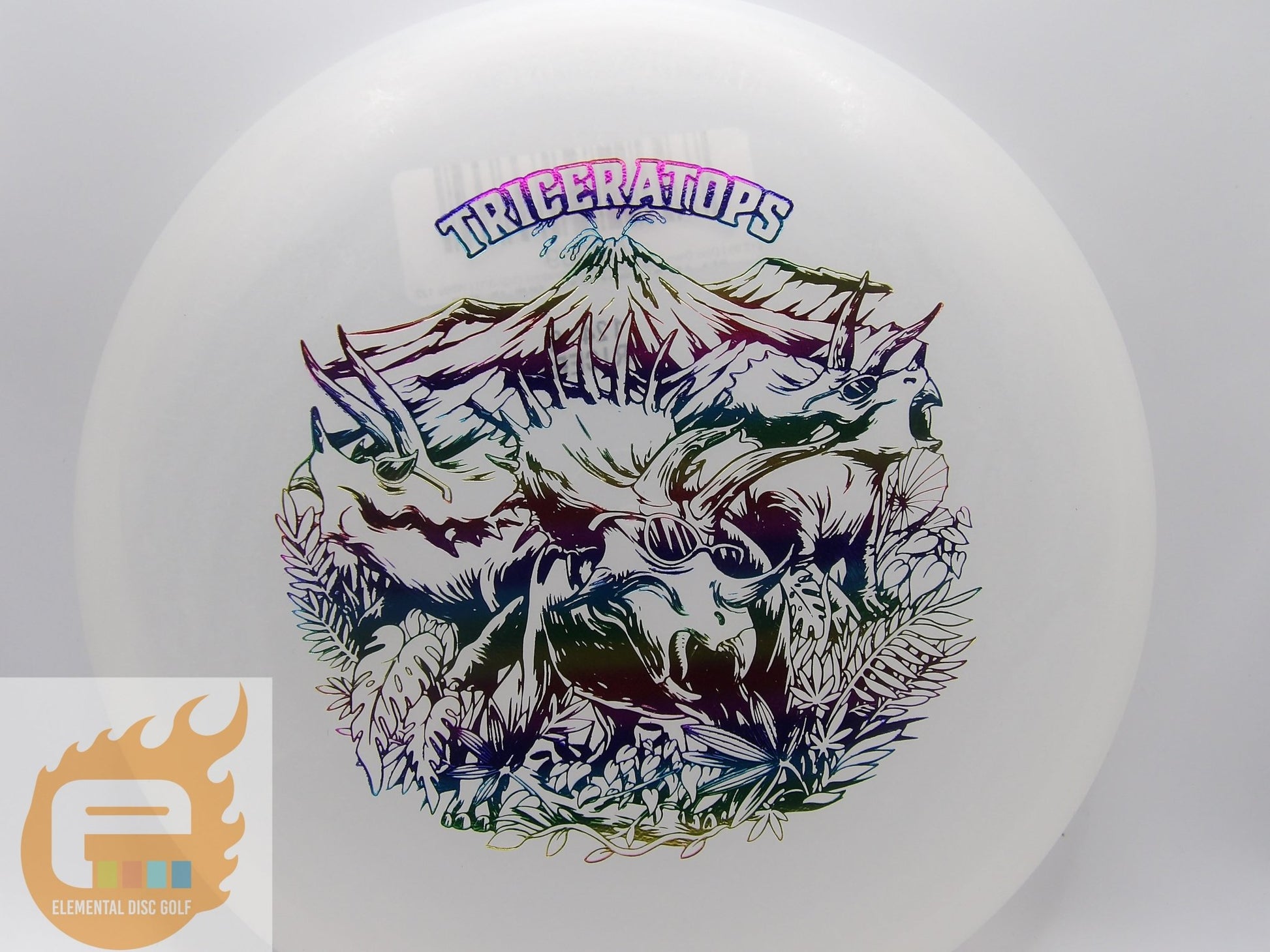 Dino Discs Egg Shell Glow Triceratops (3/3/-3/1) - Elemental Disc Golf