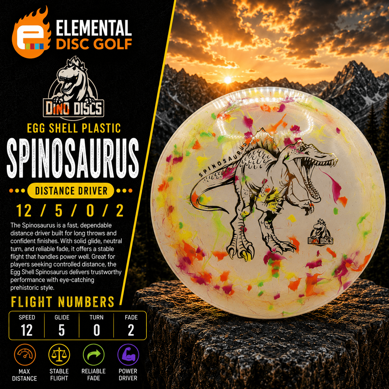 Dino Discs Egg Shell Spinosaurus (12/5/0/2) - Elemental Disc Golf