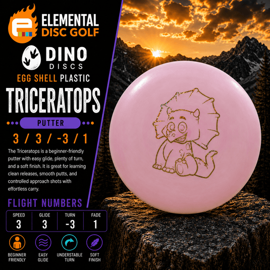 Dino Discs Egg Shell Triceratops (3/3/-3/1) - Elemental Disc Golf