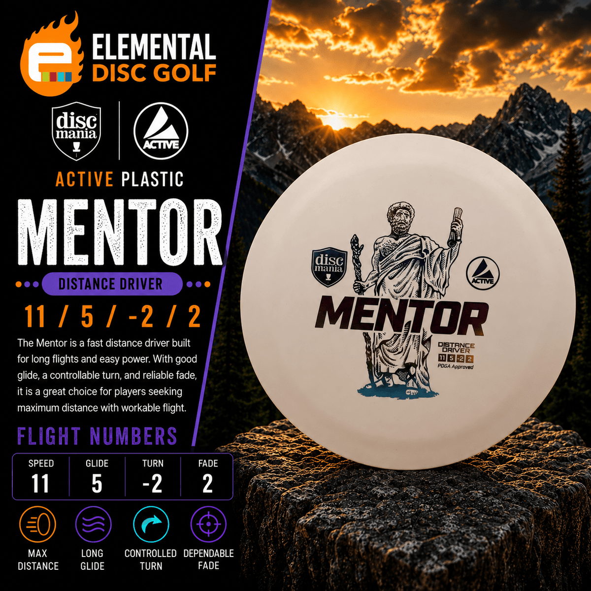 Discmania Active Mentor (11/5/-2/2) - Elemental Disc Golf
