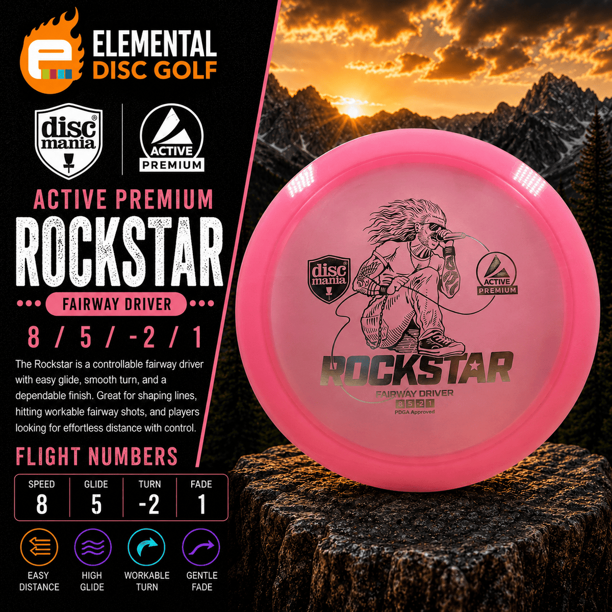 Discmania Active Premium Rockstar (8/5/-2/1) - Elemental Disc Golf