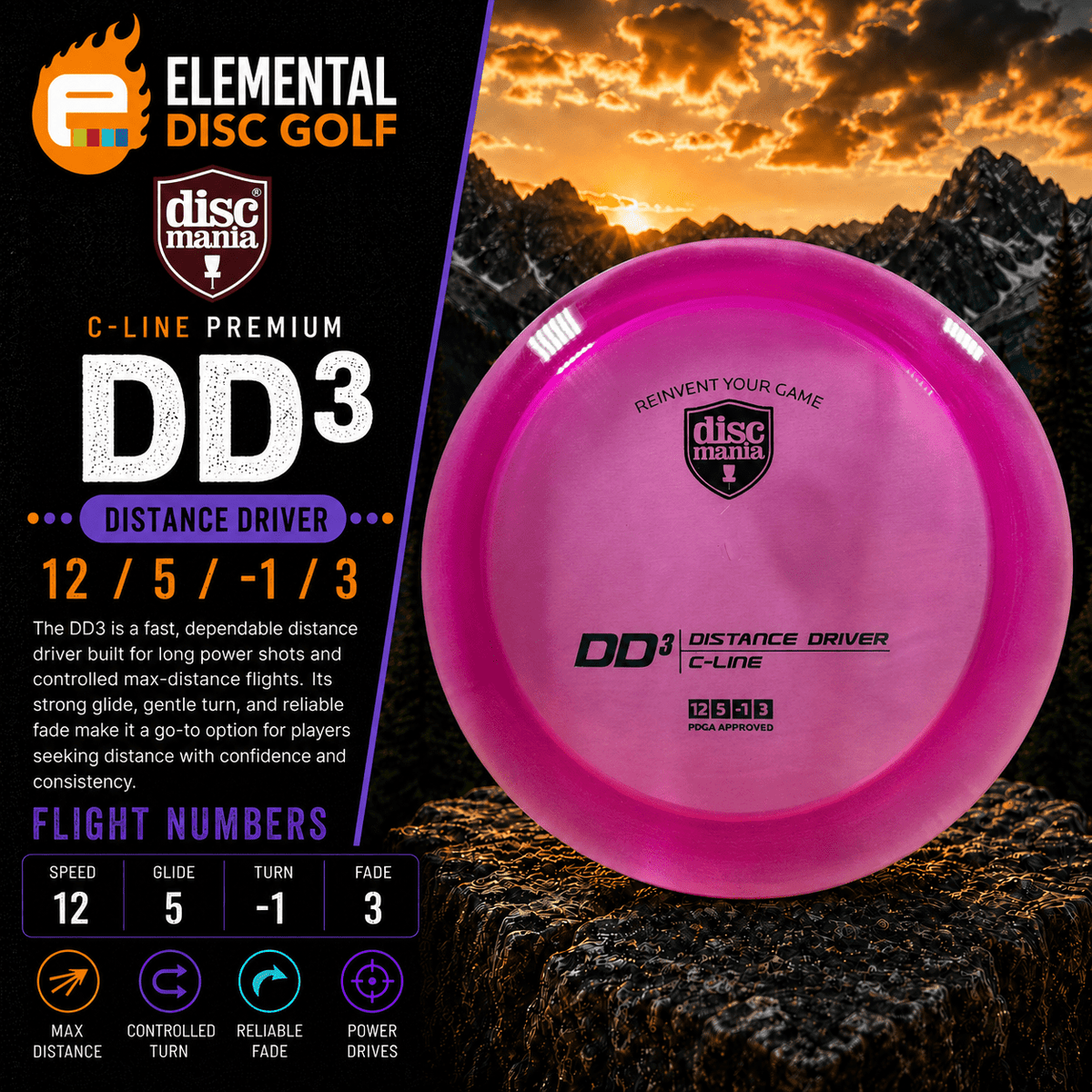Discmania C-Line DD3 (12/5/-1/3) - Elemental Disc Golf