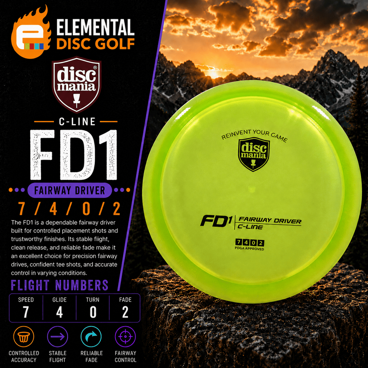 Discmania C-Line FD1 (7/4/0/2) - Elemental Disc Golf