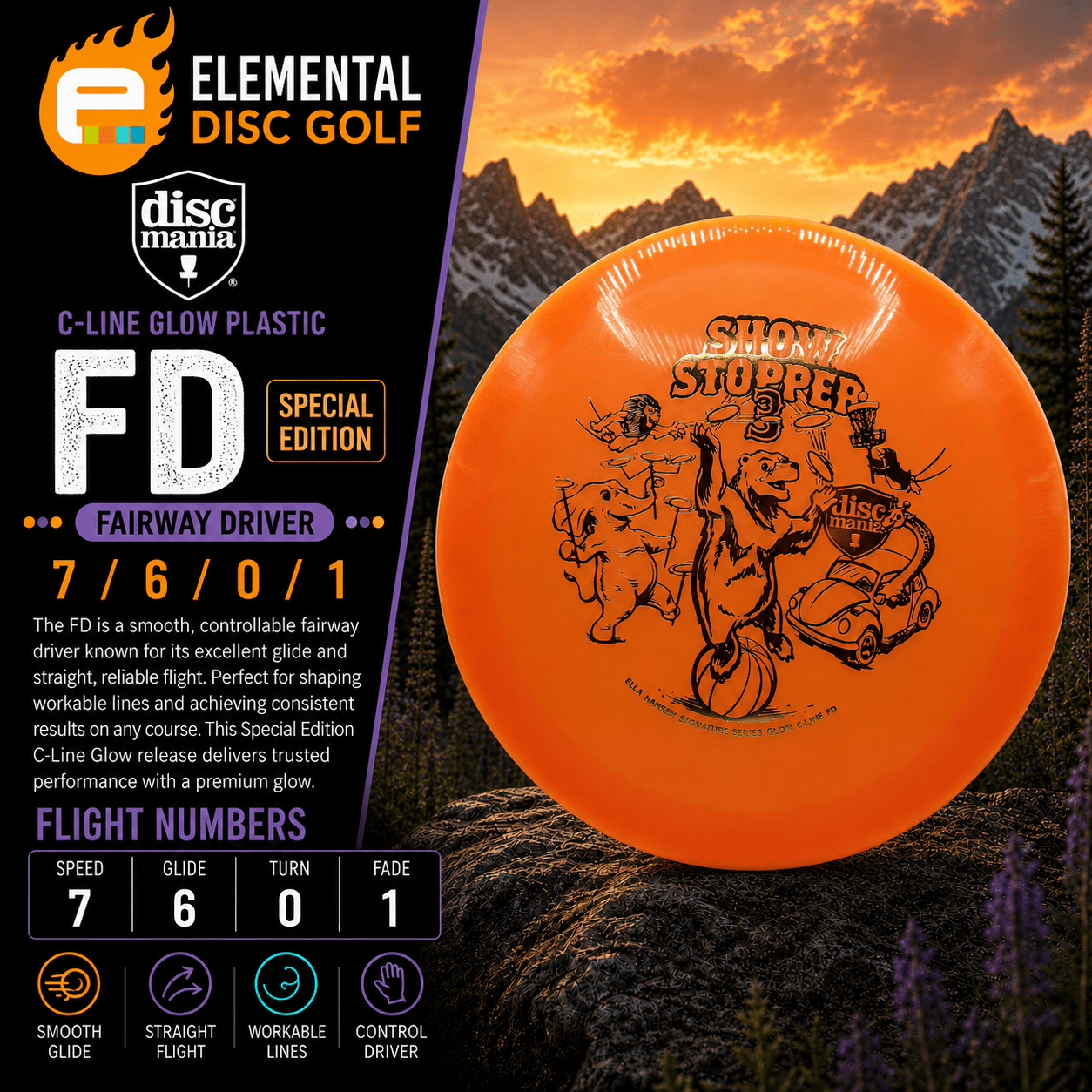 Discmania C-Line Glow FD (7/6/0/1) Show Stopper 3 - Elemental Disc Golf