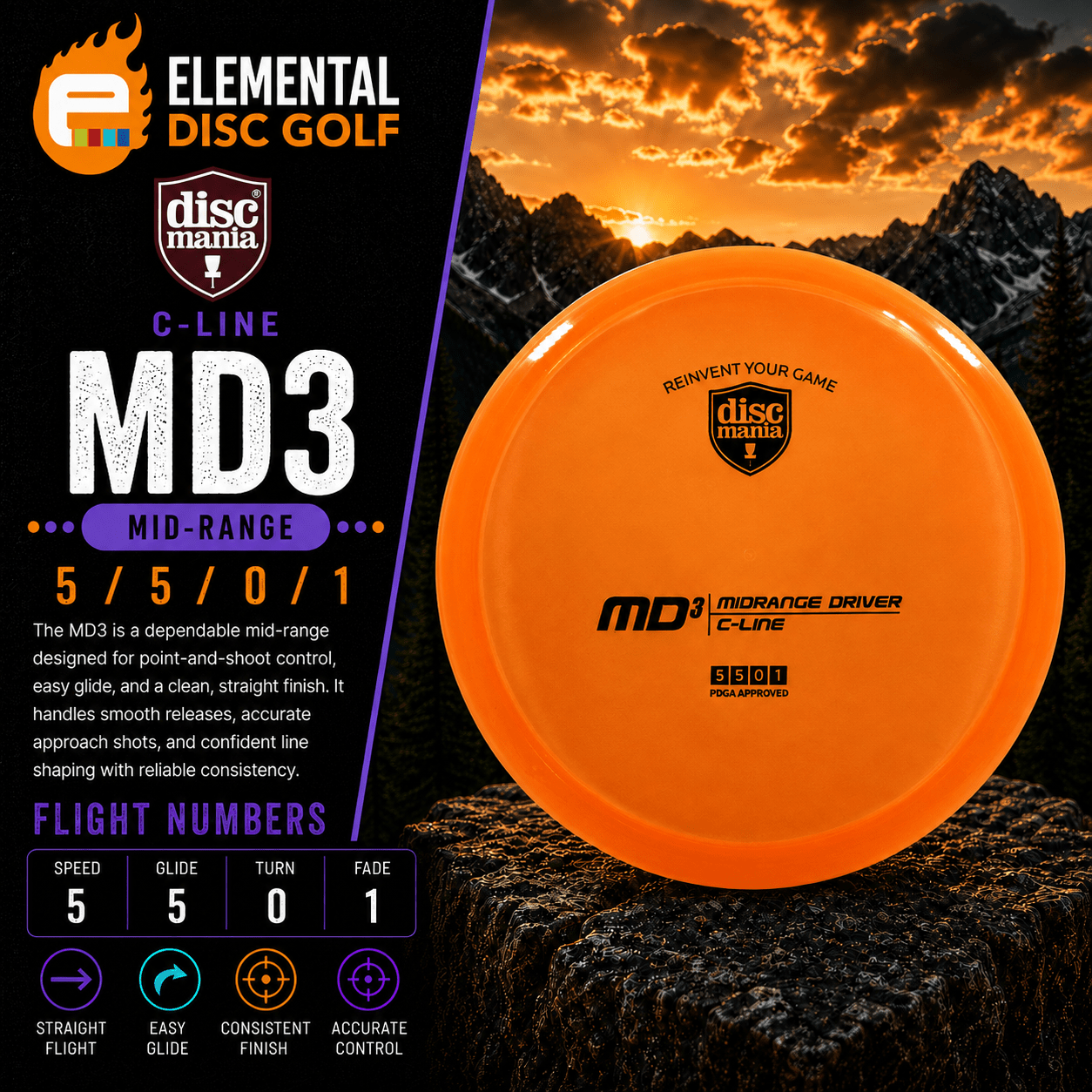 Discmania C-Line MD3 (5/5/0/1) - Elemental Disc Golf