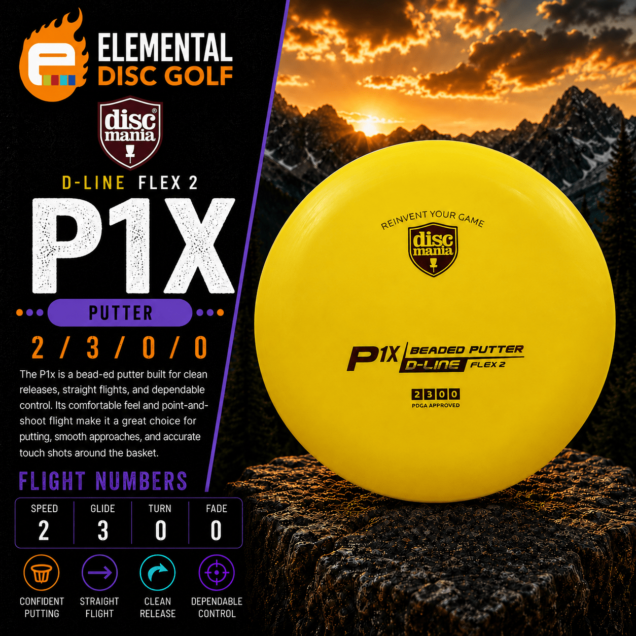 Discmania D-Line P1x - Flex 2 (2/3/0/0) - Elemental Disc Golf
