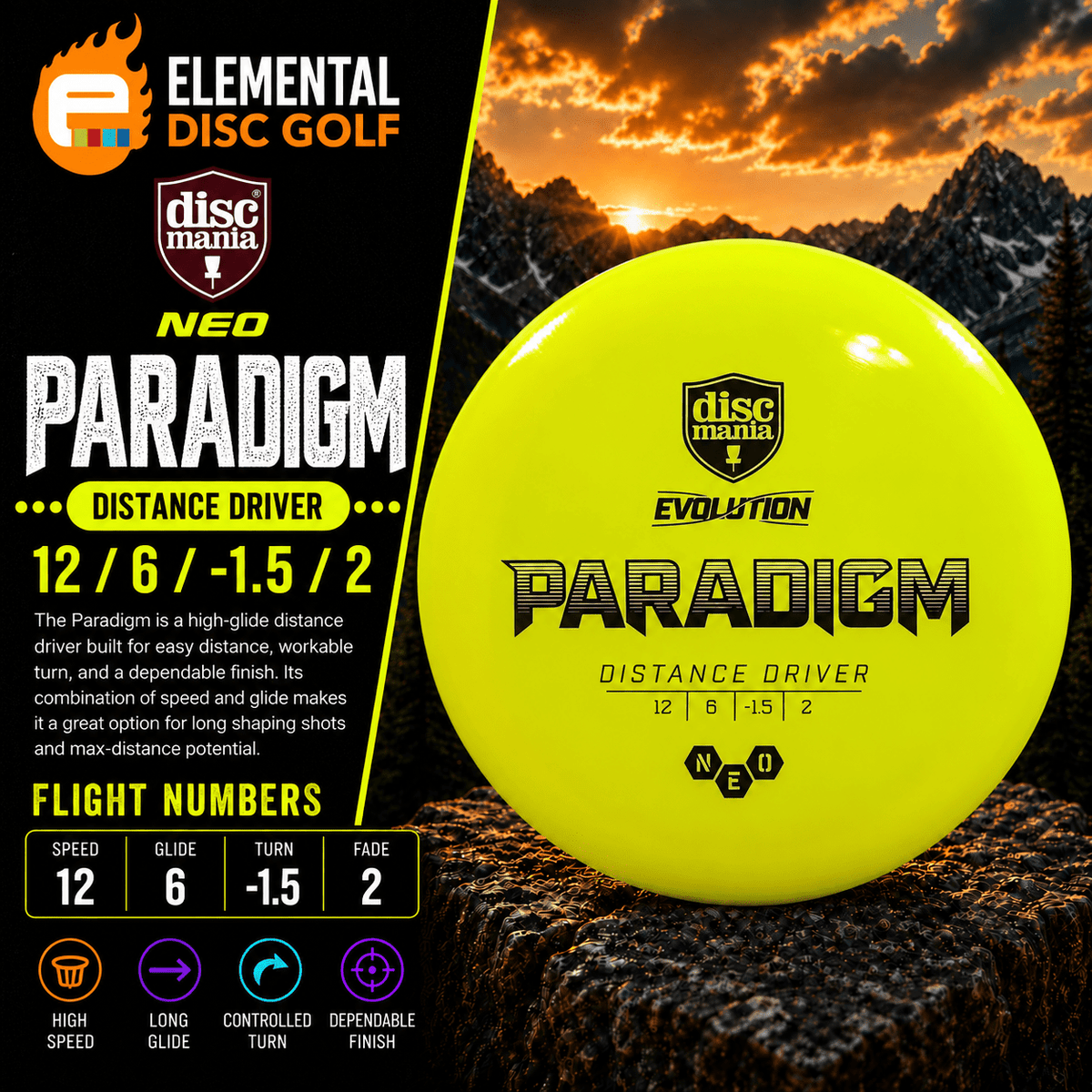 Discmania Neo Paradigm (12/6/-1.5/2) - Elemental Disc Golf