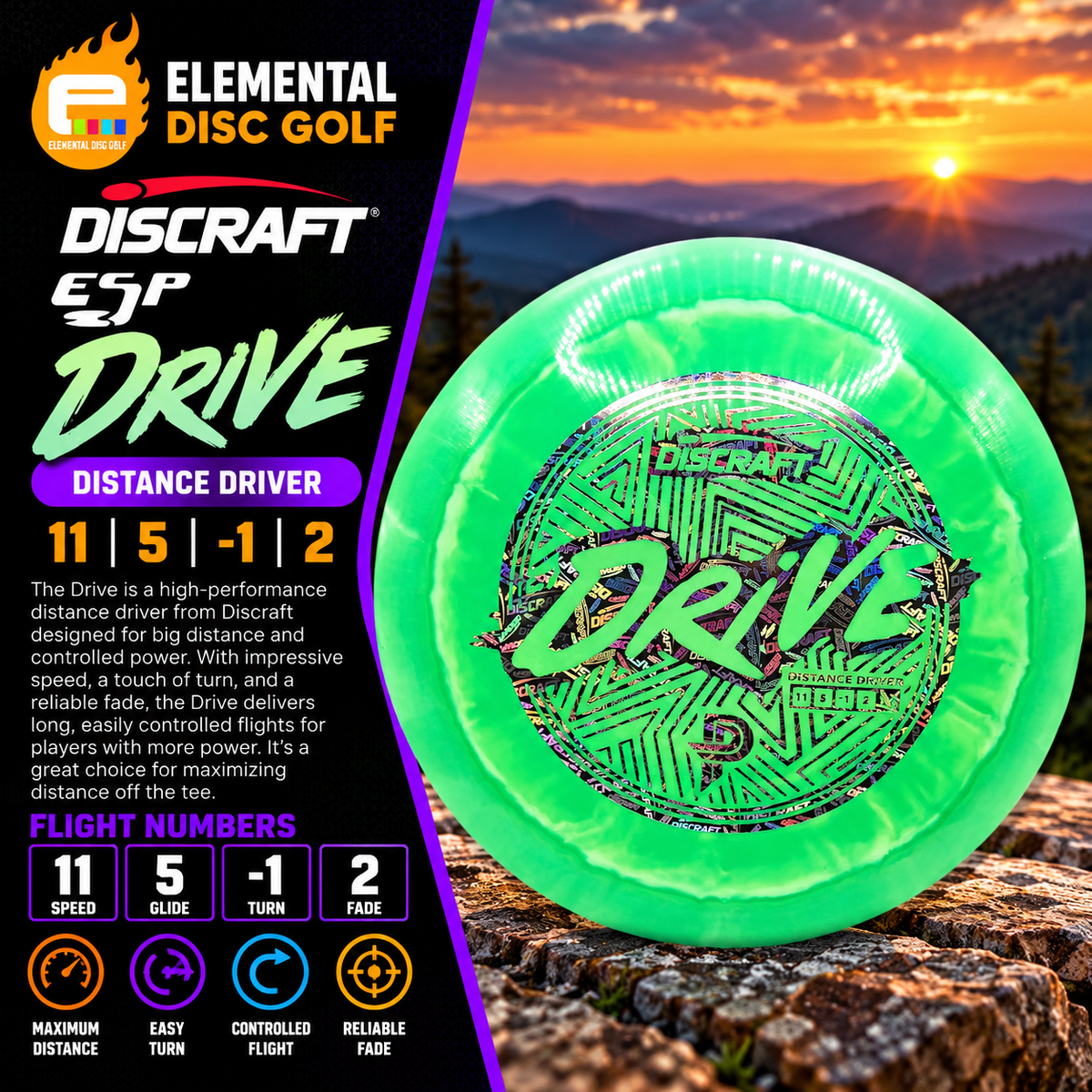Discraft ESP Drive (11/5/-1/2) - Elemental Disc Golf