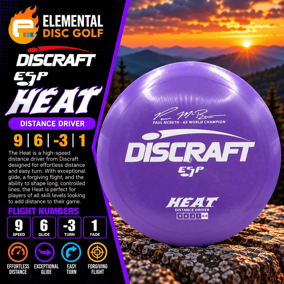 Discraft ESP Heat ( 9/6/-3/1 ) - Elemental Disc Golf