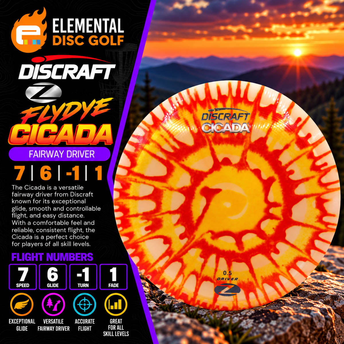 Discraft Flydye Z Cicada (7/6/-1/1) - Elemental Disc Golf