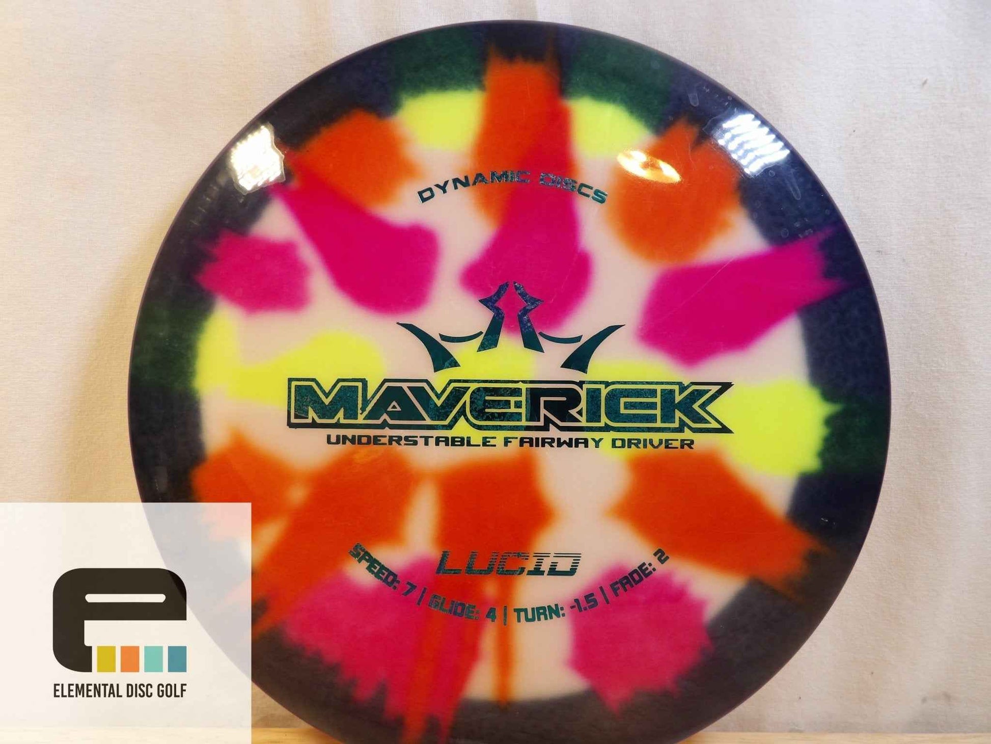 Dynamic Discs Lucid Mydye Maverick (7/4/-1.5/2) - Elemental Disc Golf