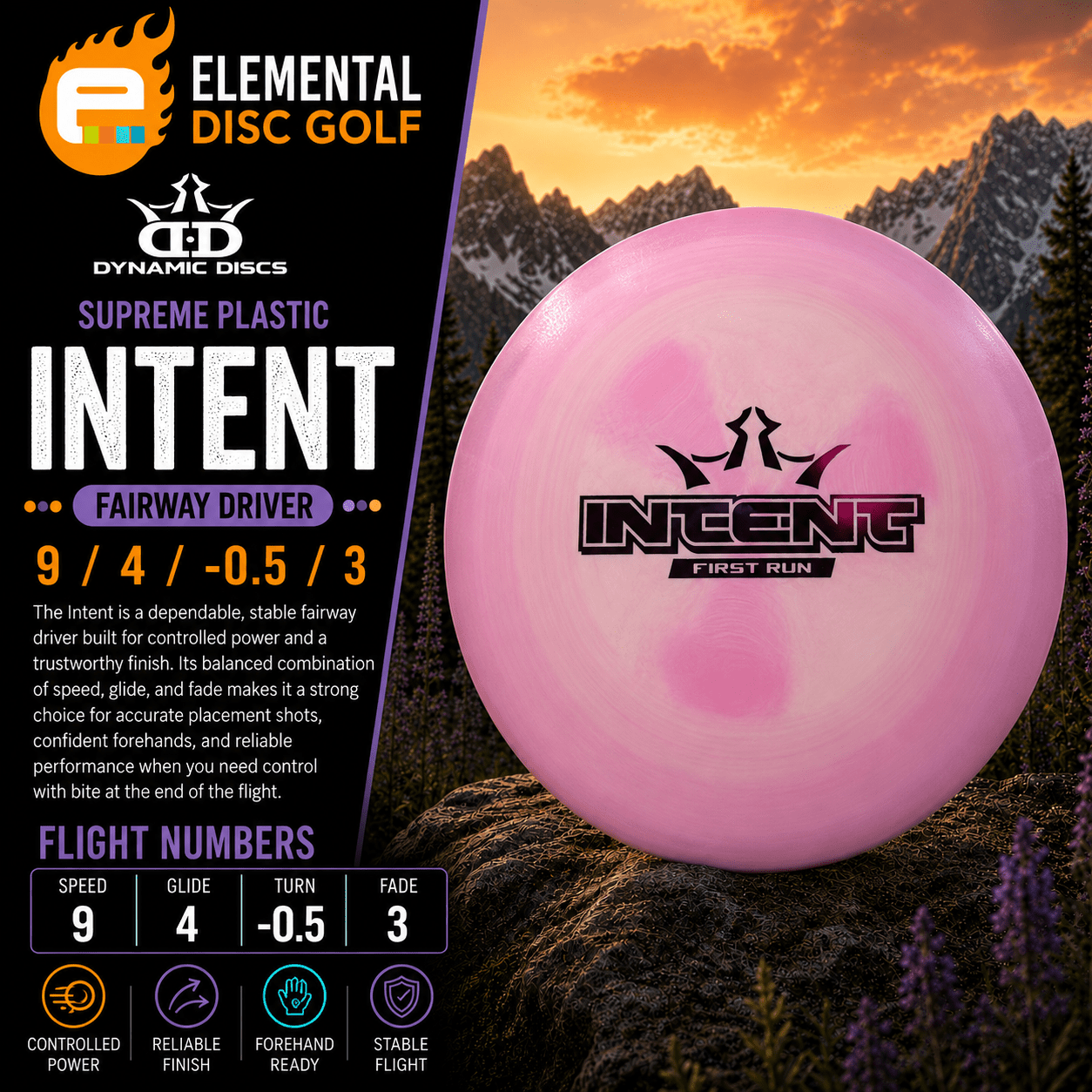 Dynamic Discs Supreme Intent (9/4/-0.5/3) First Run - Elemental Disc Golf