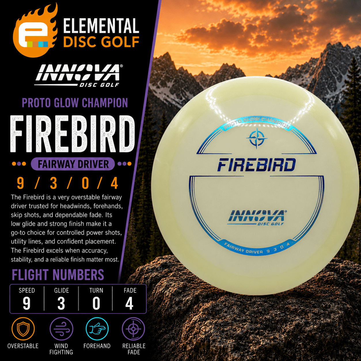 Innova Champion Proto Glow Firebird (9/3/0/4) - Elemental Disc Golf
