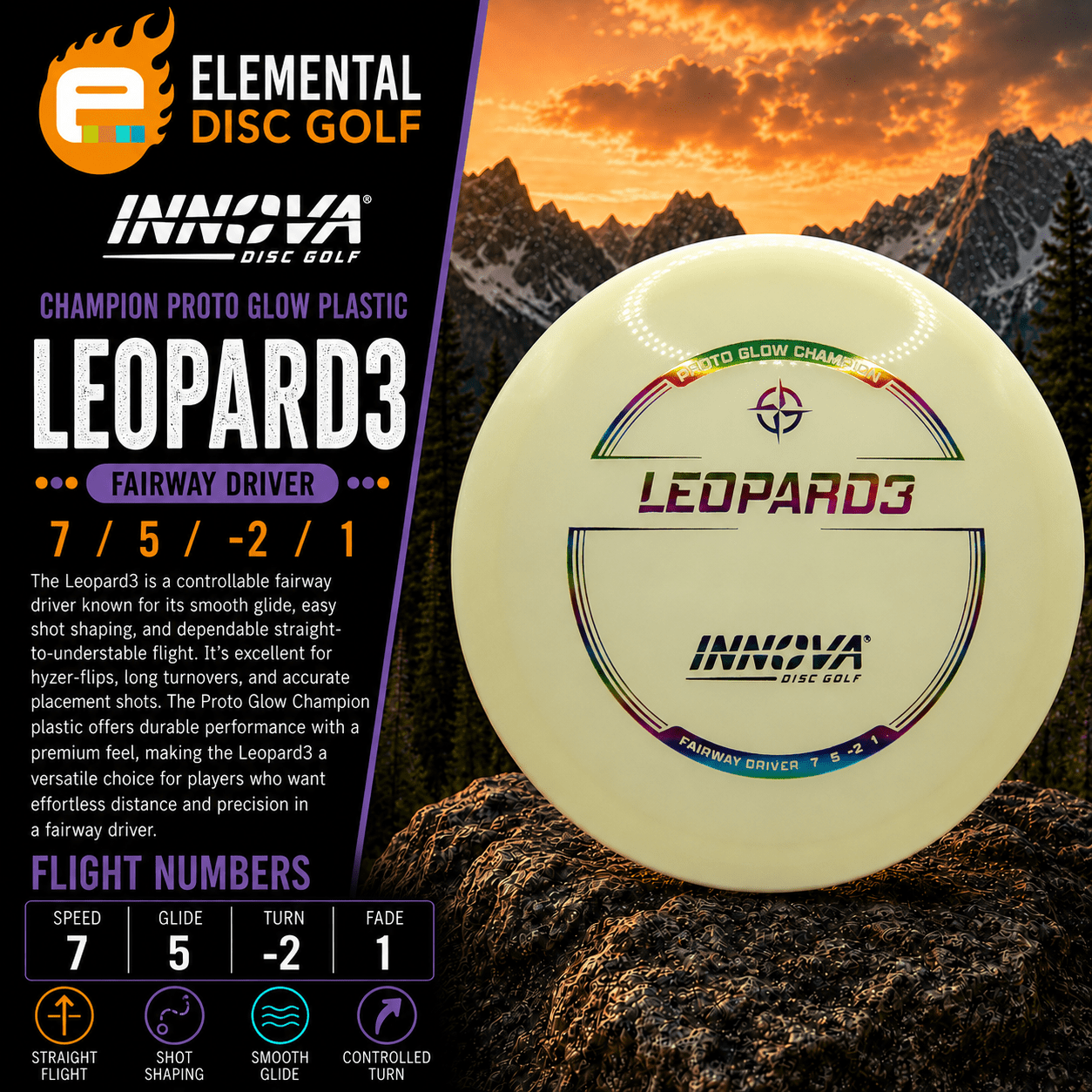 Innova Champion Proto Glow Leopard3 (7/5/-2/1) - Elemental Disc Golf