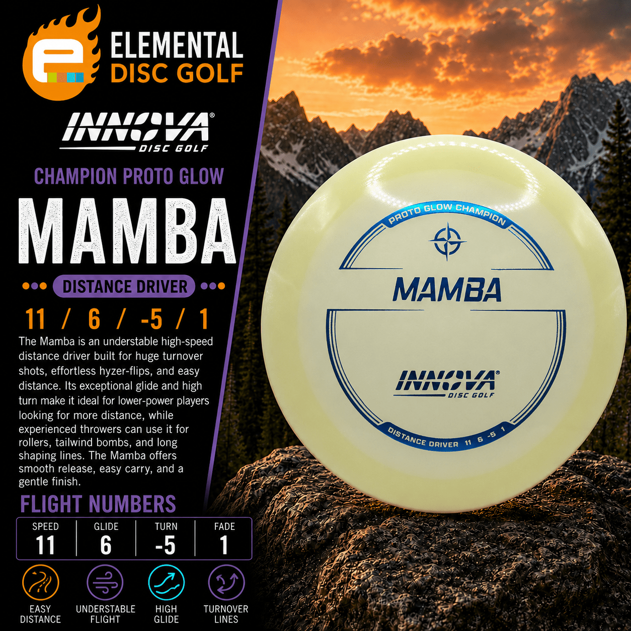 Innova Champion Proto Glow Mamba (11/6/-5/1) - Elemental Disc Golf