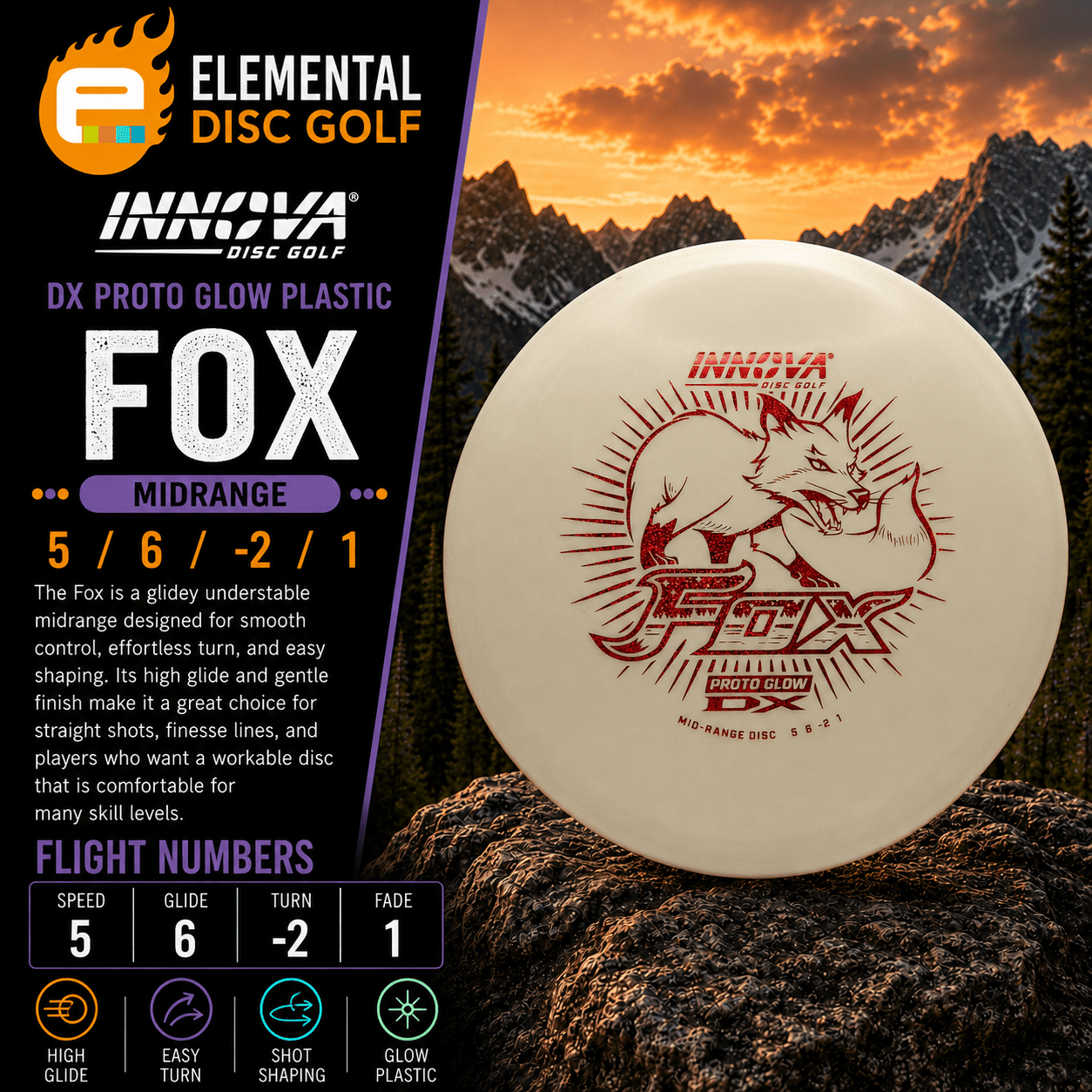 Innova DX Proto Glow Fox (5/6/-2/1) - Elemental Disc Golf