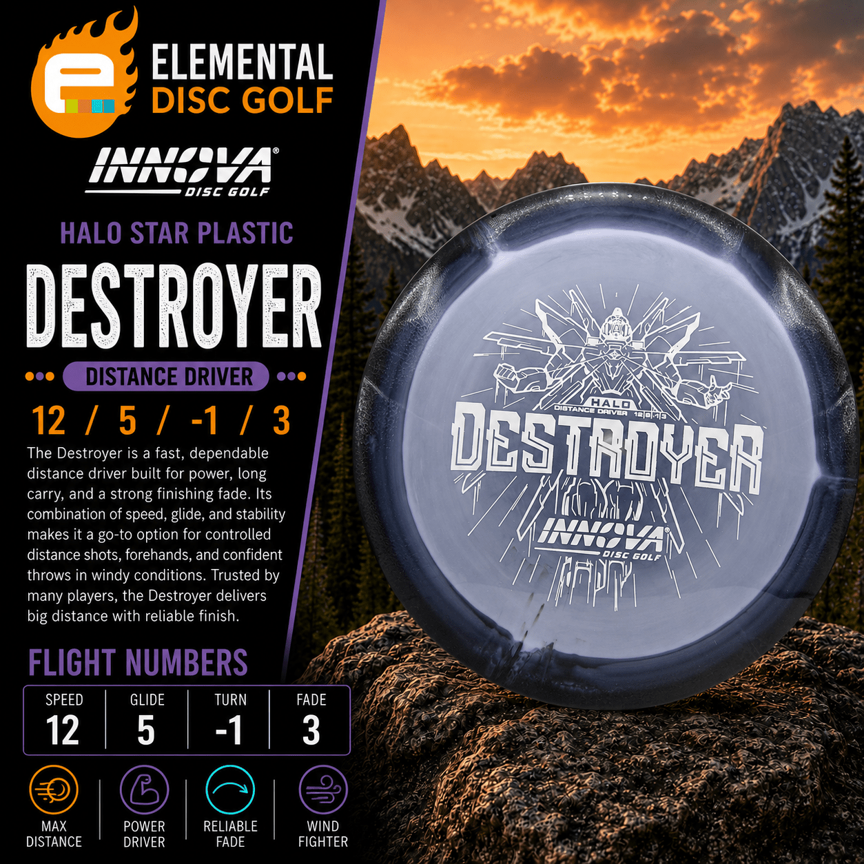 Innova Halo Star Destroyer (12/5/-1/3) - Elemental Disc Golf