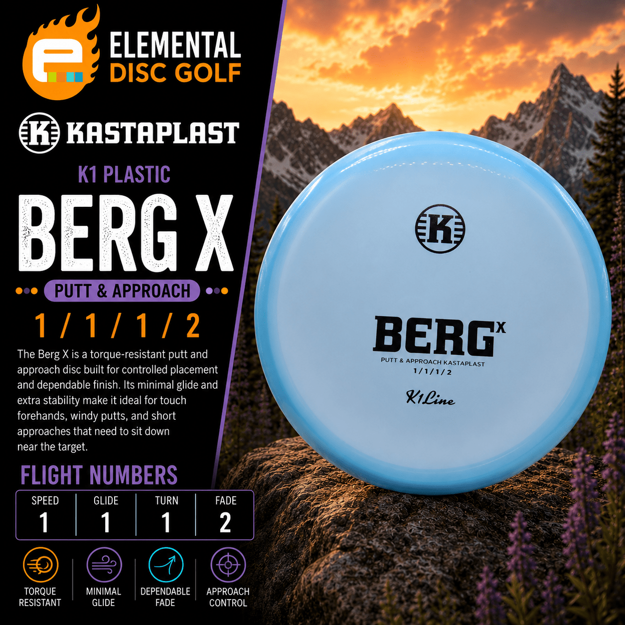 Kastaplast K1 Berg X (1/1/1/2) - Elemental Disc Golf