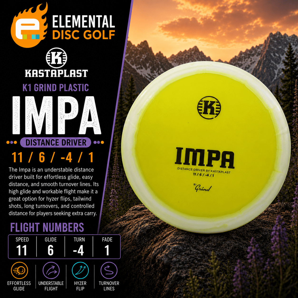 Kastaplast K1 Grind Impa (11/6/-4/1) - Elemental Disc Golf