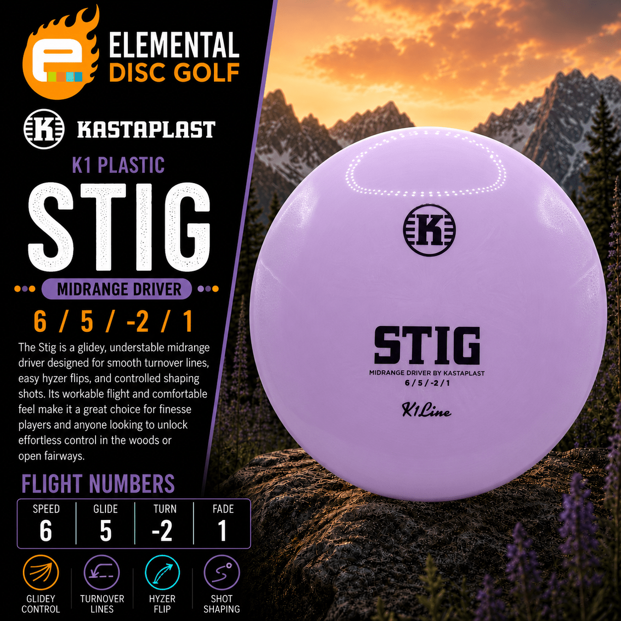 Kastaplast K1 Stig ( 6/5/-2/1 ) - Elemental Disc Golf