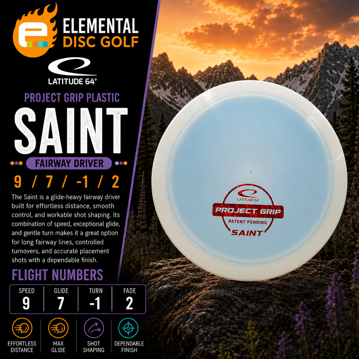 Latitude 64 Project Grip Saint (9/7/-1/2) - Elemental Disc Golf
