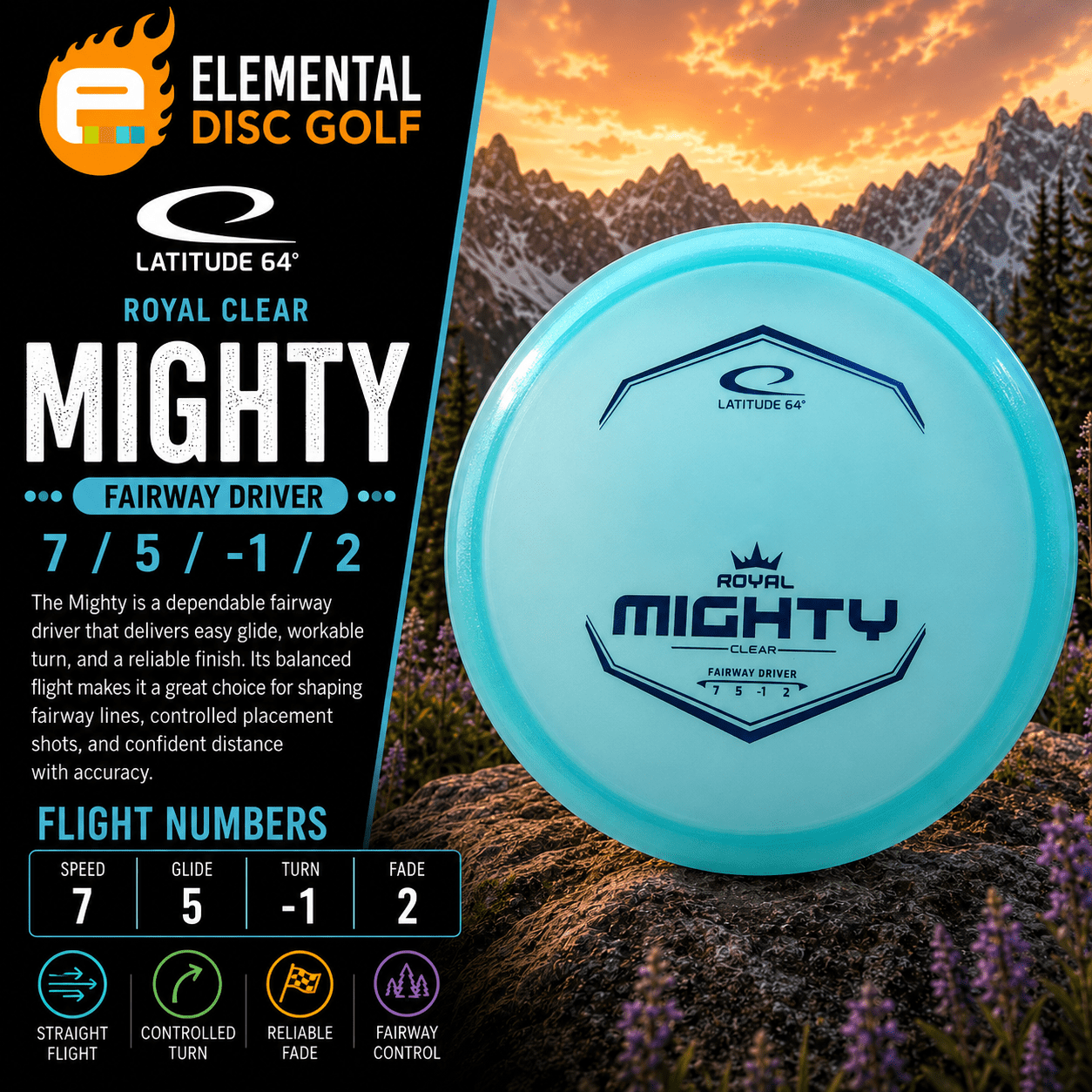 Latitude 64 Royal Clear Mighty (7/5/-1/2) - Elemental Disc Golf