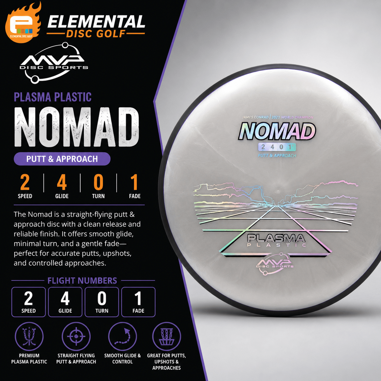 MVP Plasma Nomad ( 2 / 4 / 0 / 1 ) - Elemental Disc Golf