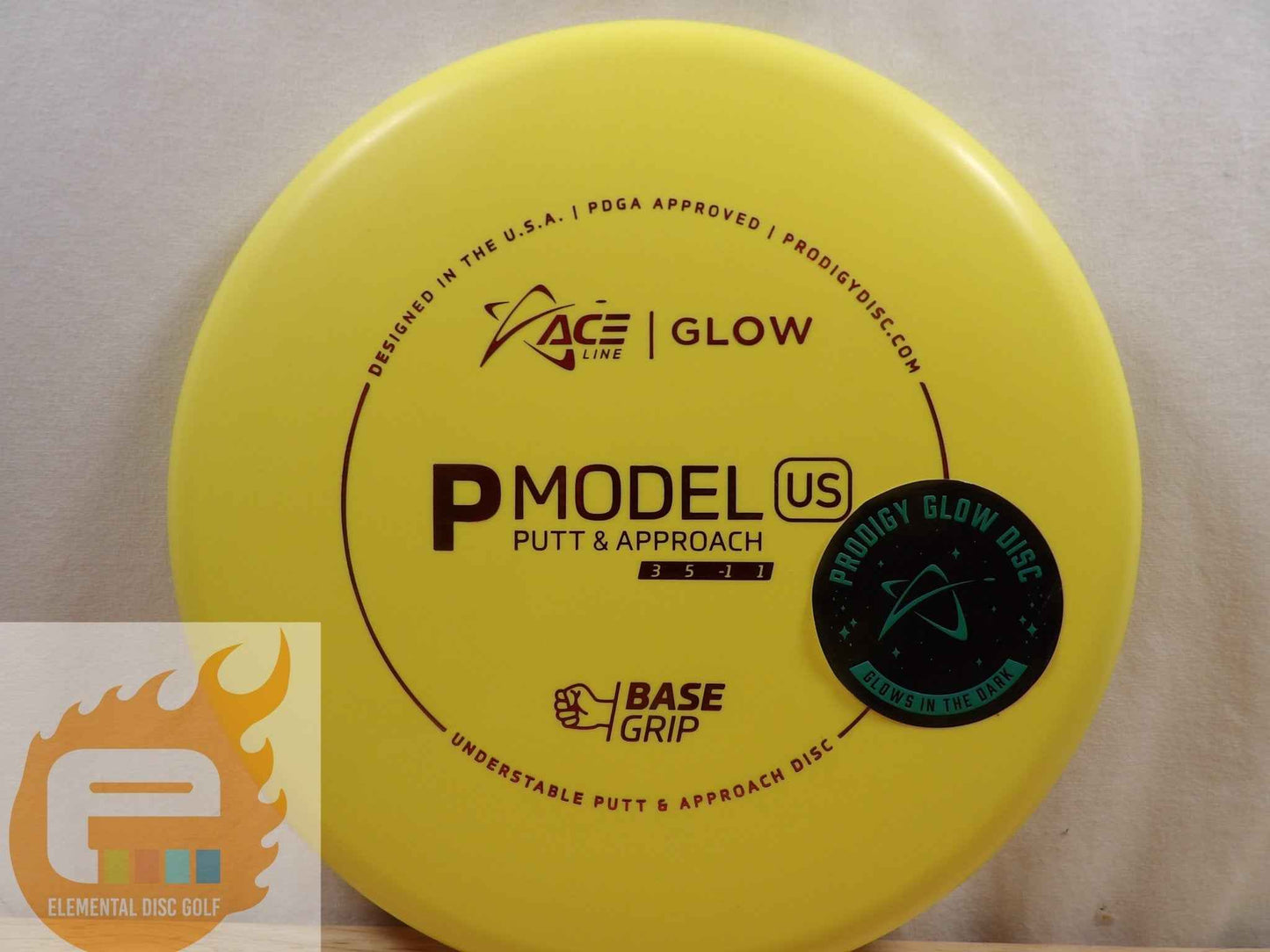 Prodigy Base Grip Glow P Model US (3/5/-1/1) - Elemental Disc Golf