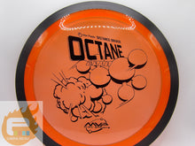 An orange and black MVP Disc Sports Octane distance driver disc golf disc, featuring black printed graphics and text on a white background.