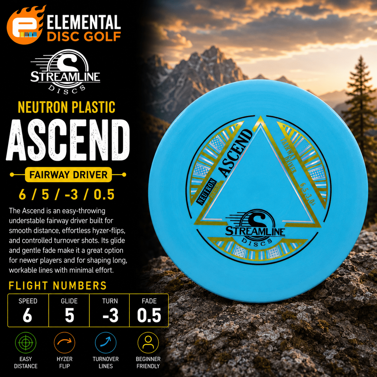 Streamline Neutron Ascend (6/5/-3/0.5) - Elemental Disc Golf