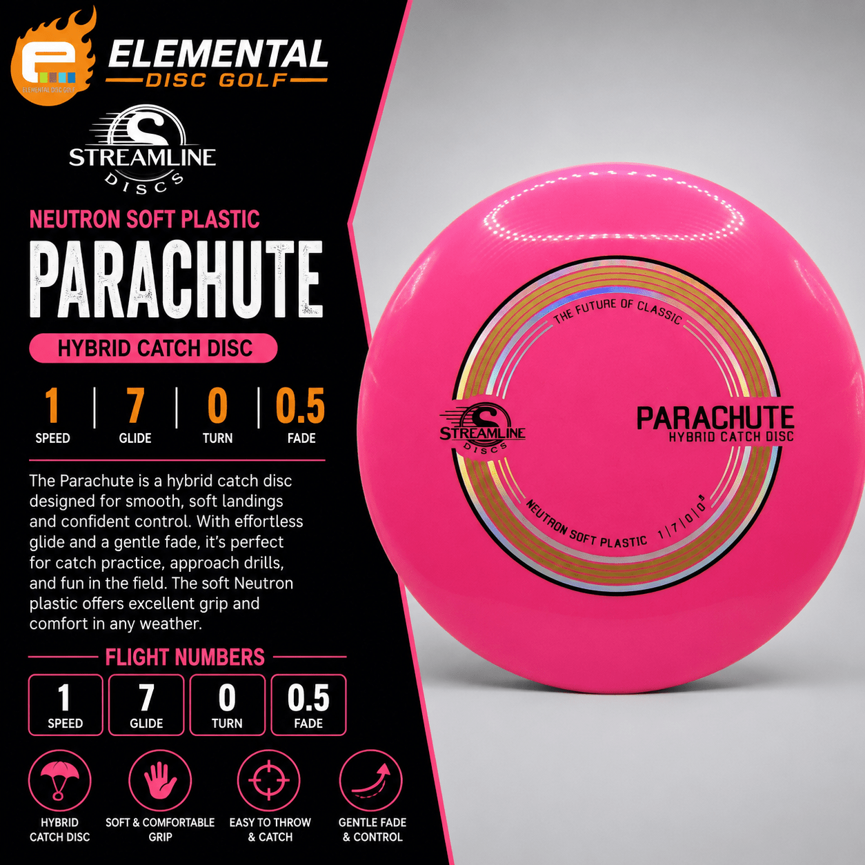 Streamline Neutron Soft Parachute (1/7/0/0.5) - Elemental Disc Golf